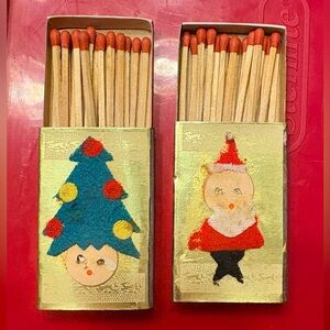 Vintage Holiday Matchboxes with Festive Designs